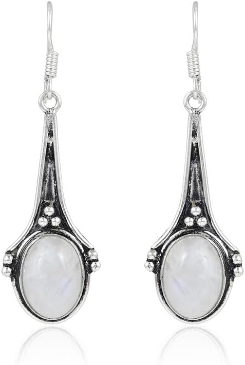 Gemstone Boho Earrings for Women – Natural Gemstone Drop & Dangle Earrings – Handmade Lightweight Jewelry in 925 Silver Plated Finish – Gift for Her, Anniversary, or Christmas - Image 2