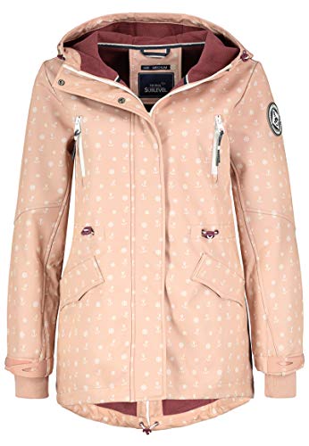 Sublevel Damen Softshell-Jacke Kurzmantel mit Kapuze & Print Light-Rose M