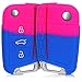 Produktbild kwmobile Autoschlüssel Hülle für VW Golf 7 MK7 - Silikon Schutzhülle Schlüsselhülle Cover für VW Golf 7 MK7 3-Tasten Autoschlüssel Zwei Farben Design Pink Blau