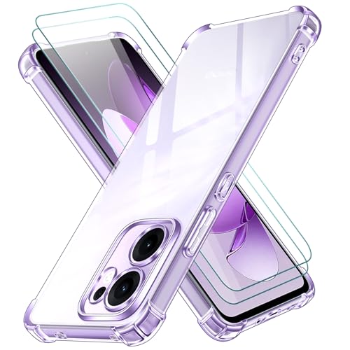 iVoler 3 in 1 Cover per Oppo Reno 13F 5G / Oppo Reno 13 FS 5G con 2 Pezzi Pellicola Vetro Temperato, Trasparente Antiurto Custodia, Sottile Morbida in Silicone TPU Protettiva Case