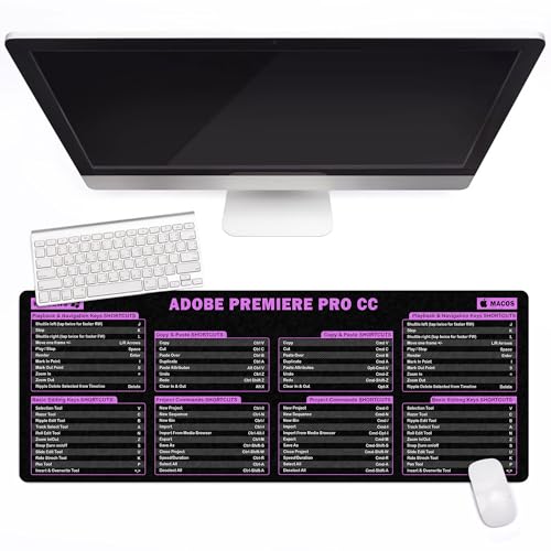 Image of Adobe Premiere Pro CC Shortcut Cheat Sheet Mouse Mat KMH Mouse Pad for Video Editors, Adobe Large Desk Mat, Producer Mousepad, Essential Computer Accessories for Study, Work, and Reference Purposes