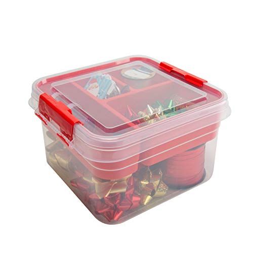Simplify 25522-RED 5 Compartment Gift Supply Storage Box | 2 Tier Box thumb #9