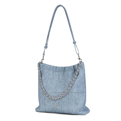 Image of LA FESTIN Split Leather Shoulder Bag for Women with Adjustable Strap, Chain Detail, Elegant Women's Crossbody Handbags