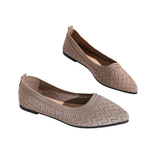 Womens Knit Slip On Flats Pointed Toe Comfort Dress Shoes with Low Wedge Design2
