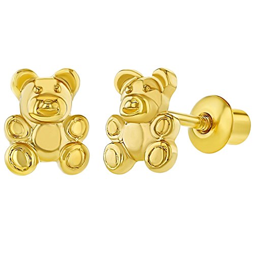 Preisvergleich Produktbild In Season Jewelry Kleinkind - Schraubverschluss Ohrringe Teddybär 18k Vergoldet Klein