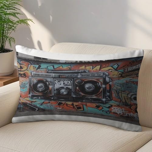 Funda de almohada de lujo rectangular de 12x20" de alta solidez contra decoloración estilo graffiti 6