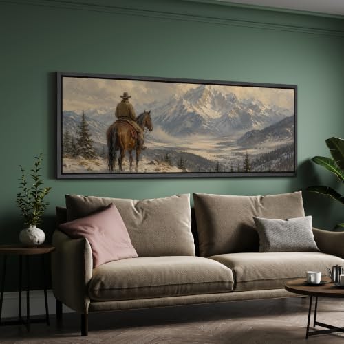 Image of MUDECOR Large Framed Canvas Print Wall Art Cowboy Vista for Living Room