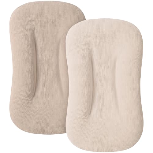 Image of MairMore Muslin Baby Cover for Newborn, Soft and Breathable 100% Cotton Lounger Slipcover Neutral, Pack of 2(Clay)