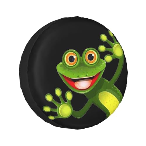 Image of Funny Cartoon Frog Smile Spare Tire Cover Waterproof Dust-Proof Tire Wheel Protectors Universal Fit for Wrangler Rv SUV Truck Travel Trailer Accessories 14 inch 15 inch 16 inch 17 inch