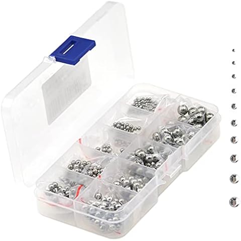 570 Pieces 304 Stainless Steel Precision Bearing Balls 10 Sets of Steel Ball 2-7mm Cover