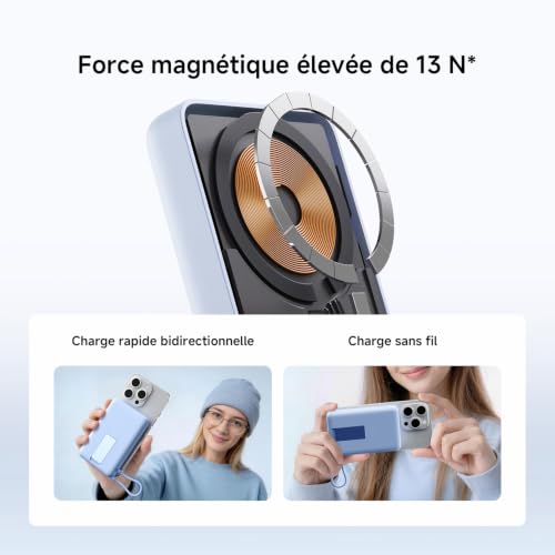 Xiaomi Batterie Externe 10000mAh, Power Bank MagSafe avec Support, USB-C