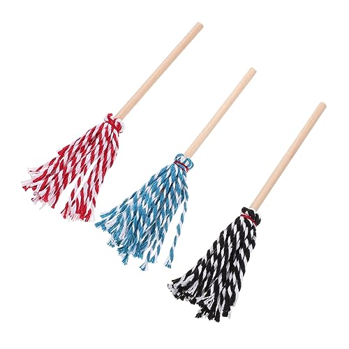 KOMBIUDA 3 Pièces Modèle Mini Vadrouille Jouet De Nettoyage Ménager pour Enfants Modèle De Mini Meuble Décoration De Maison De Poupée Miniature Maquette Photo Accessoires Ob11 Tissu