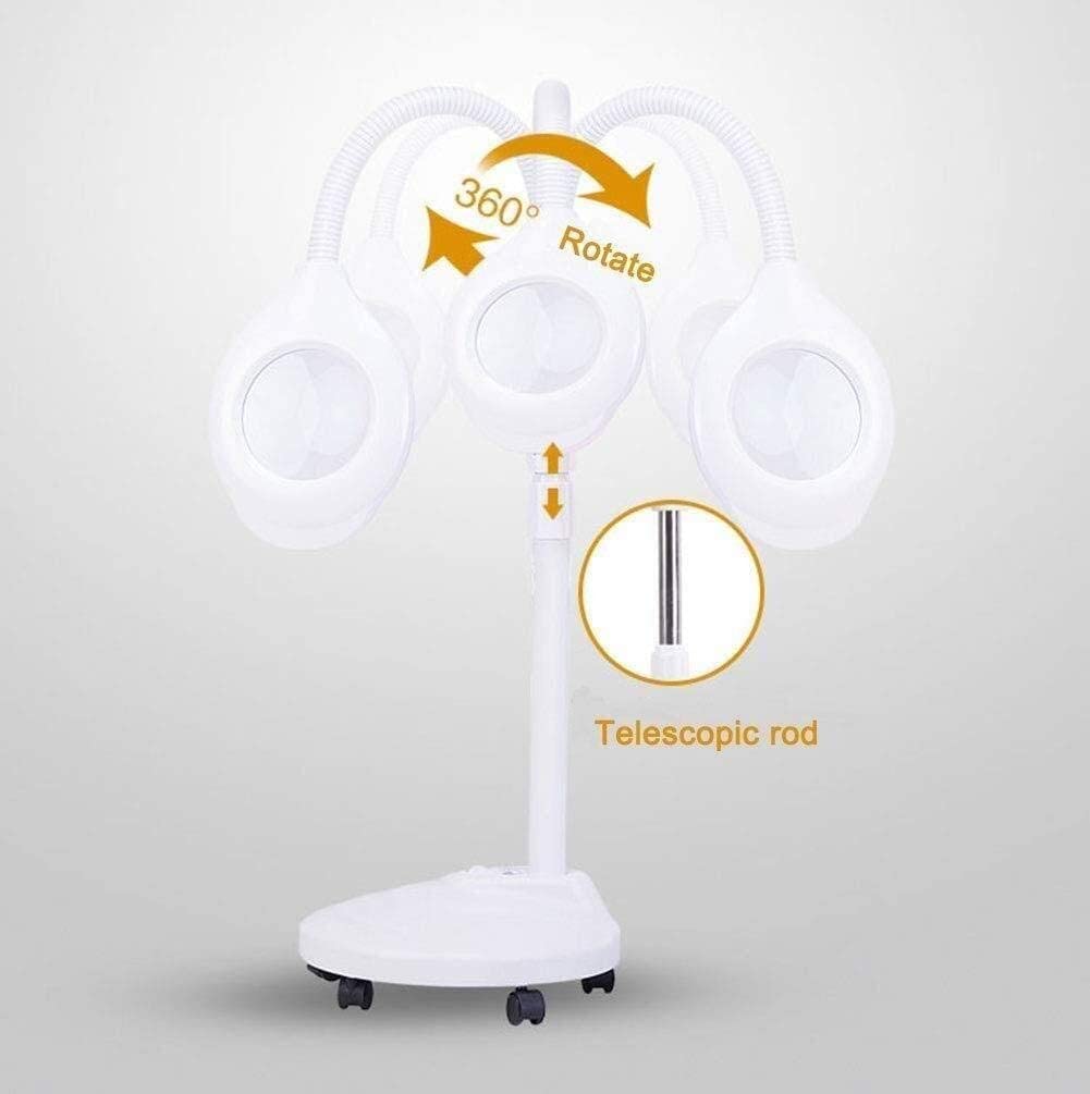 Lámpara De Pie Con Lupa Led De 16 Aumentos, Con Chasis De Cuello De Cisne De Cinco Ruedas Y Brazo Giratorio Ajustable. Lámpara De Lectura Con Lupa Para Tareas Especializadas, Joyería Y Costura.