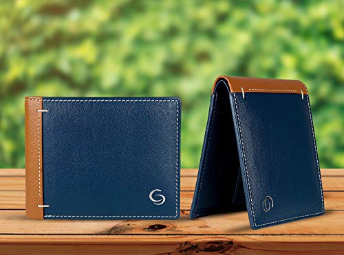 Image of Florence Genuine Leather Wallet for Men I 3 Credit /Debit Card Slots I 2 Secret compartments I 1 Coin Pocket & 2 Currency Compartments -Blue