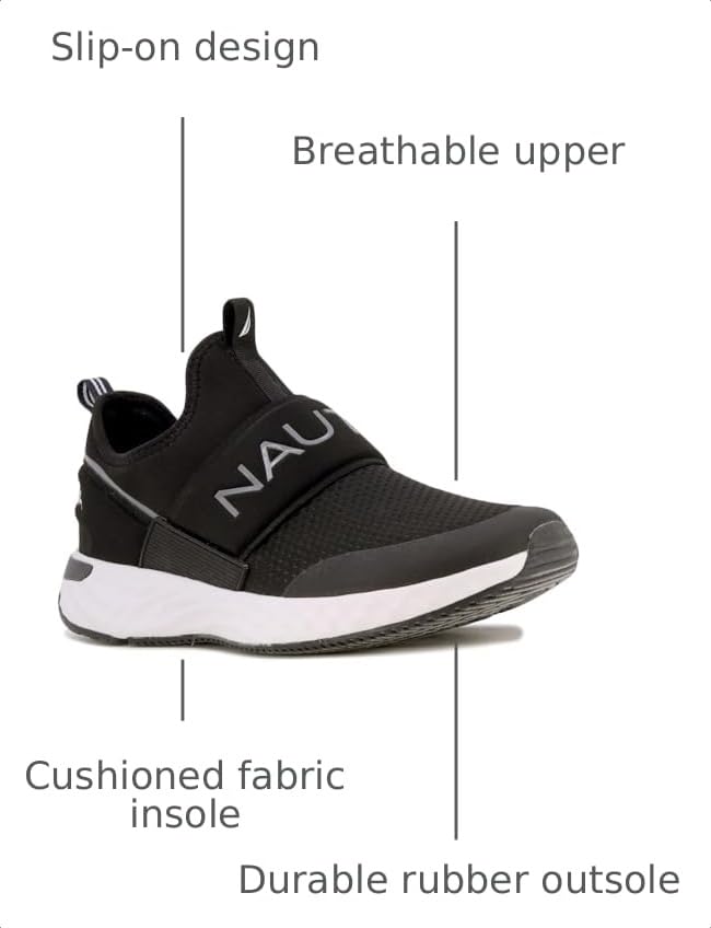 Image of Nautica Men's Slip-On Sneakers - Casual Fashion Shoes for Walking, in Medium & Wide Widths