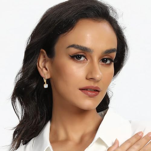 MDFUN 18K Gold Plated Dangle Earrings for Women Leverback Earrings Set Cubic Zirconia Drop Earrings Hypoallergenic Jewelry Gifts for Her3