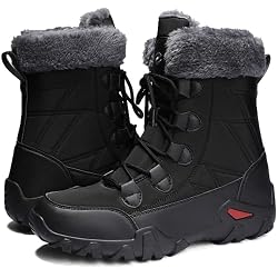 Hanani Stivali da Neve scarpe uomo invernali Stivaletti Caldi Outdoor Impermeabile Scarponi Trekking Scarpe Comodo Nero EU44