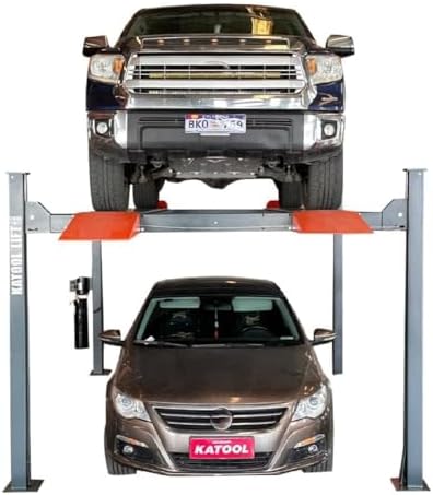 KATRAX KT-4H110 Four Post Llift 11,000 Lbs Load Bearing 84.5 Inch Lifting Height Vehicle Lift, 3.0HP 110V 4 Post Lift for Professional Auto Repair Equipment(Forklift Unloading Required)