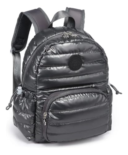 Mochila Feminina Kika Pequena Metalizada Casual Luxo (Grafite)