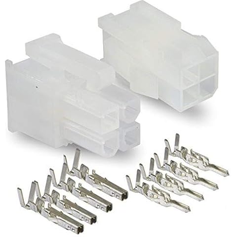 Molex Connector Lot, 5 Matched Sets, (4-Circuits) w/18-24 AWG, Pin Size: Standard .0165" 4.2mm, Mini-Fit Jr ™ Cover