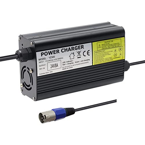 24V 8A Lead Acid Battery Charger With 3-Pin Xlr Connector For Jazzy 1450, Invacare Tdx 3, Invacare Pronto M51, Sunrise Medical, Quickie, Drive Medical Power Supply #TOP30