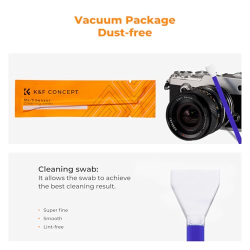 Image of K&F CONCEPT M4 /3 Sensor Cleaning Kit with Sensor Cleaner for M4 /3 Cameras | 12mm sendor SwabsX10,Vacuum Package,Flexible Grip Rod,Superfine Microfiber Cloth Material,Mild Cleaning Liquid,MA03