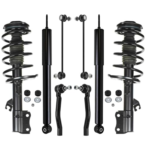Image of Detroit Axle - Front Struts w /Coil Springs Rear Shock Absorbers Sway Bars Outer Tie Rods Replacement for 2014-2016 Nissan Sentra - 8pc Set