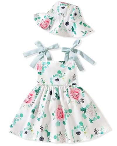 Image of Aalizzwell Infant Baby Girl Summer Backless Dress with Hat