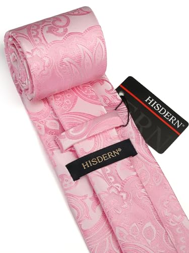 Image of HISDERN Ties for Men Paisley Floral Tie Handkerchief Classic Woven Business Formal Necktie and Pocket Square Set Wedding