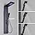 BWE LED Shower Panel Tower System Matte Black 5-Function Shower Column with Rainfall Waterfall Shower Head 4 Body Jets with Tub Spout Water Temperature Display Wall Mount