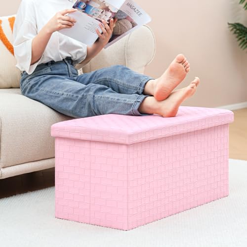 B Fsobeiialeo BZG-LONG-PINK-1 Folding Storage Ottoman thumb #1