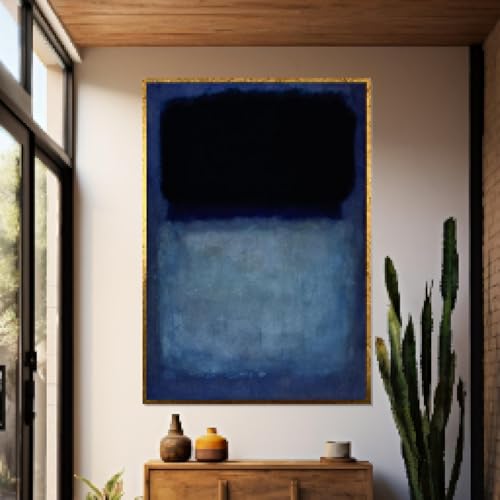Art moderne XINBAO pour habiller un grand mur blanc, toile encadrée bleu et noir 70x100