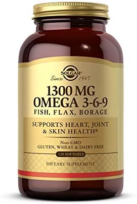 Solgar 1300 mg Omega 3-6-9, 120 Softgels - Fish Oil Supplement - Support for Heart, Joint & Skin Health - Includes Flaxseed & Borage - Contains EPA & DHA - Omega 3 Fatty Acids - 40 Servings