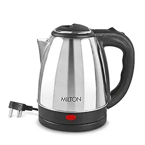 Milton Euroline Go Electro 1.5 Stainless Steel Electric Kettle, 1 Piece, (1.5 Litres), Silver | Power Indicator | 1500 Watts | Auto Cut-off | Detachable 360 Degree Connector | Boiler for Water
