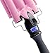 Alure Three Barrel Curling Iron Wand with LCD Temperature Display - 1 Inch Ceramic Tourmaline Triple Barrels, Dual Voltage Crimping Tool, Best Hair Waver for Beachy/Frizz Free Waves (Pink/Black)