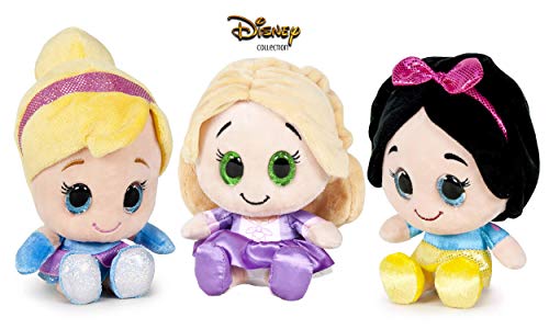 Dsney Famosa Softies - Pack de 3 Peluches Rapunzel, Blancanieves y Cenicienta 6'29"/16cm Calidad Super Soft 760015682