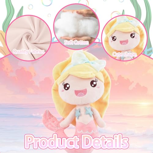 WELLXUNK Meerjungfrau Plüsch Spielzeug, Soft Toys, Kuscheltier, Plushies, Geschenke für Mädchen