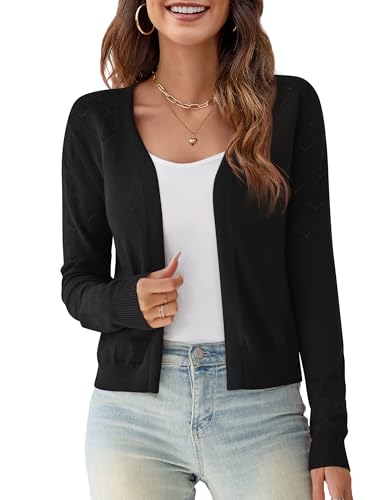 OmicGot Women's Long Sleeve Shrugs Open Front Cropped Cardigan Sweater Bolero Shrugs S-XL