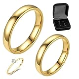 Par de Aliança de Casamento Ouro 24k Tradicional 4mm Banho de 10 milésimos Noivado com Solitario