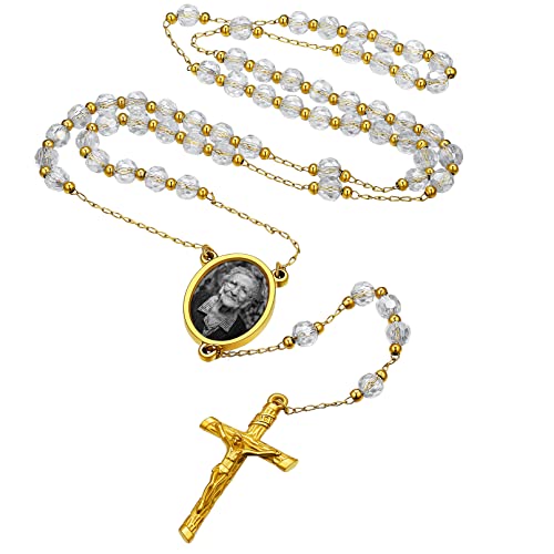 Custom4U Personalized Rosary with Picture Custom Rosary Beads Catholic Necklace for Women Men Miraculous Medal Crucifix Cross Y Necklace Stainless Steel Chain Rosary Prayer Gifts (with Gift
