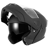 SPARK Adult Modular Motorcycle Helmet Dot Certified Flip-Up Dual Visor Full Face Helmets for Men & Women Moto ATV UTV Snowmobile ADV Four Wheeler Street Bike (Black, X-Large)