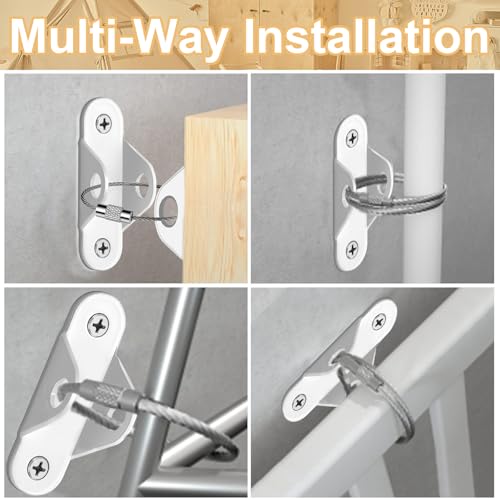 Möbel Kippsicherung Set,12 Sätze Metall Kippschutz Möbel Wandanker,Multifunktions Möbelgurt Möbelanker für Kleinkinder,Kindersicherheit Anti Tip Schutzgurte für Baby-Proofing & Haustierschutz - Weiß
