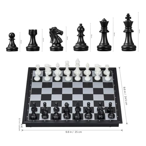 Image of Fun4You Magnetic Chess Set, Folding Travel Board Game, Black and White Pieces, Portable Strategy Game, ABS Plastic