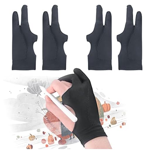 [Palm Rejection] Artist Drawing Glove 4 Pack iPad Gloves for Touch Screen PC Graphics Tablet Left and Right Hand 3 Layers Padding Digital Art Stylus Glove