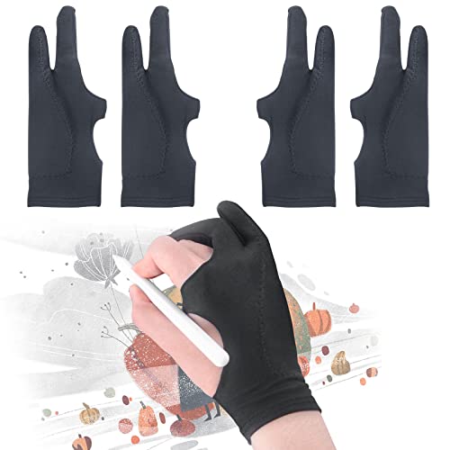 Image of [Palm Rejection] Artist Drawing Glove 4 Pack iPad Gloves for Touch Screen PC Graphics Tablet Left and Right Hand 3 Layers Padding Digital Art Stylus Glove
