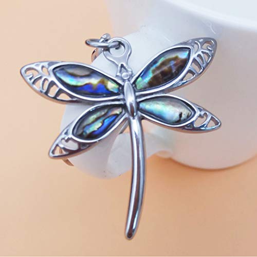 Image of Exquisite Dragonfly Charm Bracelet Abalone Shell Bangle Cuff Antique Silver