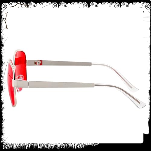 Halloween Metal Frame Sunglasses with Red Lenses for Men Women Movie Character Dress Up4