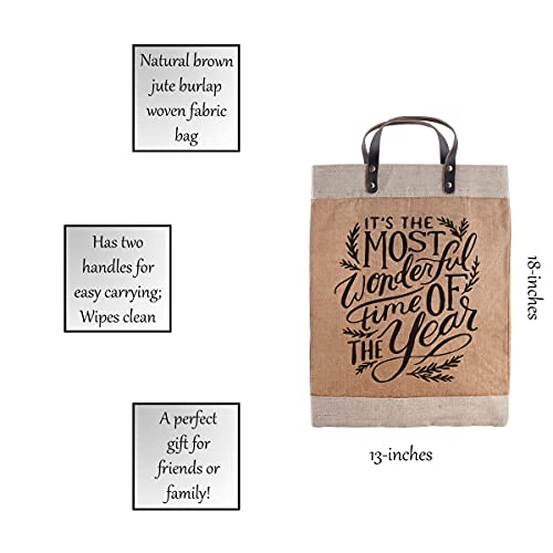 Image of Santa Barbara Design Studio Holiday Collection Waterproof Jute Tote Bag, Large, Wonderful Time