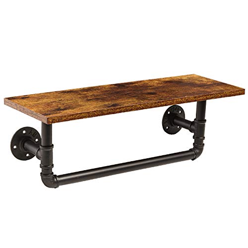 YMYNY Etagere Murale, Mural Supports industriels de Tuyau de Fer de Vent Support de Stockage, Étagères Flottantes avec Porte-Serviettes, pour Cuisine Salle de Bains Salon HRF-TM005 Cover