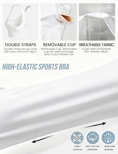 Image of Sports Bras for Women, Light Support Push Up Sport Bra Workout Built in Bra Scoop Neck U Back Yoga Sports Bra